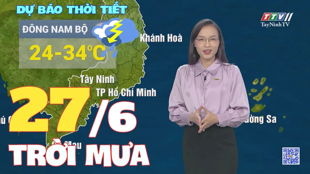 Bản tin thời tiết 27-6-2024 | TayNinhTVENT