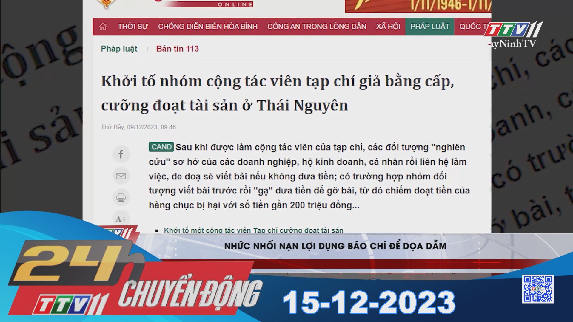 24h Chuyển động 15-12-2023 | Tin tức hôm nay | TayNinhTV