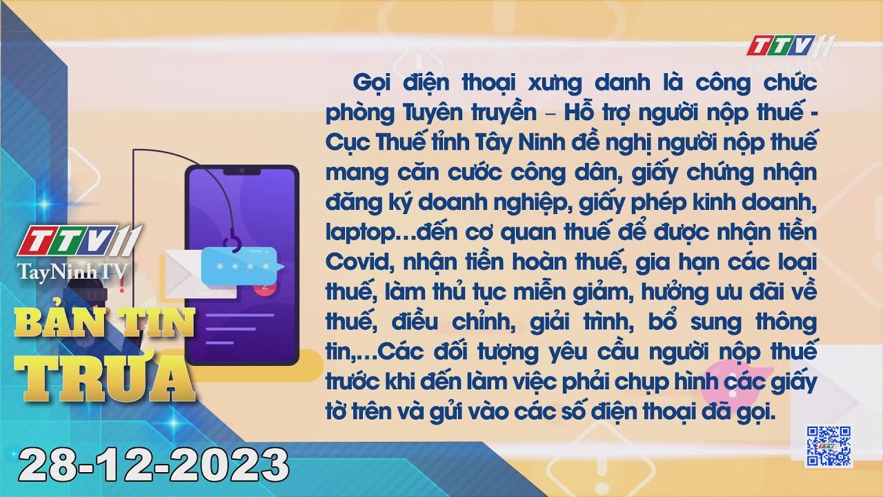 Bản tin trưa 28-12-2023 | Tin tức hôm nay | TayNinhTV